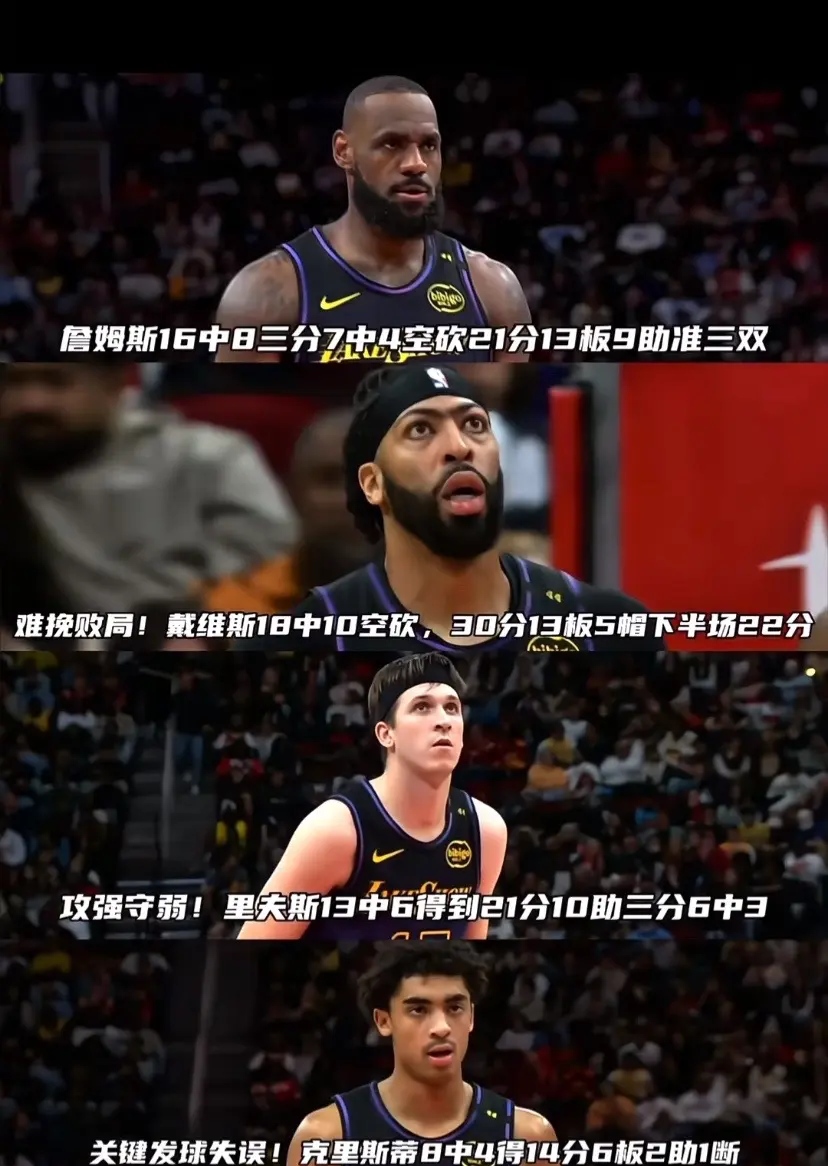 湖人三连败，詹皇独造20个失误